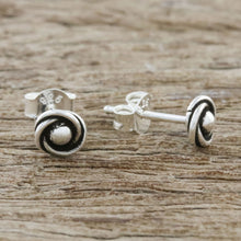 Load image into Gallery viewer, Combination Finish Sterling Silver Stud Earrings - Cyclone Gleam | NOVICA