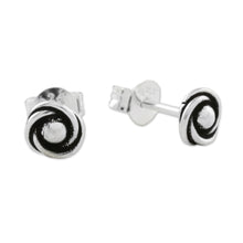 Load image into Gallery viewer, Combination Finish Sterling Silver Stud Earrings - Cyclone Gleam | NOVICA