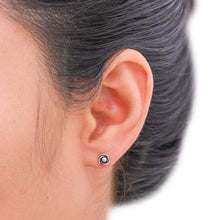 Load image into Gallery viewer, Combination Finish Sterling Silver Stud Earrings - Cyclone Gleam | NOVICA