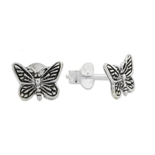 Load image into Gallery viewer, Sterling Silver Butterfly Stud Earrings from Thailand - Prophetic Wings | NOVICA