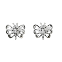 Load image into Gallery viewer, Openwork Butterfly Sterling Silver Stud Earrings - Dotted Butterflies | NOVICA