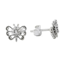 Load image into Gallery viewer, Openwork Butterfly Sterling Silver Stud Earrings - Dotted Butterflies | NOVICA