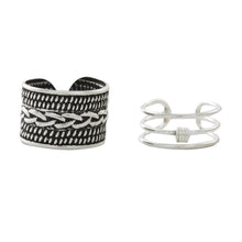 Load image into Gallery viewer, Braid Motif Sterling Silver Ear Cuffs from Thailand - Ties That Bind | NOVICA