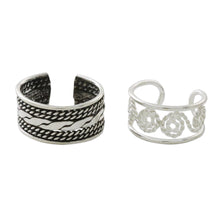 Load image into Gallery viewer, Spiral and Braid Motif Sterling Silver Ear Cuffs - Spiral Melody | NOVICA