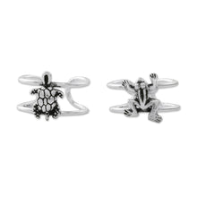 Load image into Gallery viewer, Frog and Turtle Sterling Silver Ear Cuffs from Thailand - Frog and Turtle | NOVICA