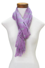 Load image into Gallery viewer, Hand Woven Purple Striped Rayon Wrap Scarf from Guatemala - Sweet Dance | NOVICA