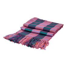 Load image into Gallery viewer, Hand Woven Striped Rayon Wrap Scarf from Guatemala - Sweet Grace | NOVICA