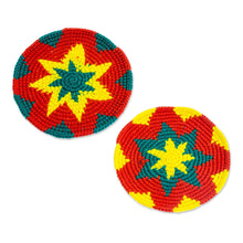 Load image into Gallery viewer, Vivid Colorful Starburst Cotton Crochet Coasters (Set of 6) - Vivid Starburst | NOVICA