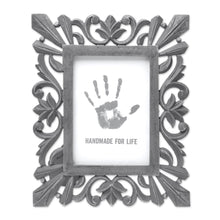 Load image into Gallery viewer, Dark Grey Distressed Hand Carved Mango Wood Photo Frame 5x7 - Treasured Memories | NOVICA