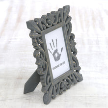 Load image into Gallery viewer, Dark Grey Distressed Hand Carved Mango Wood Photo Frame 5x7 - Treasured Memories | NOVICA