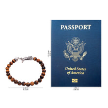 Load image into Gallery viewer, Men's Dragon-Themed Tiger's Eye Beaded Bracelet from Bali - Dragon Pride in Brown | NOVICA