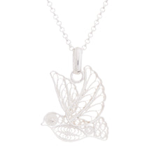 Load image into Gallery viewer, Handcrafted Sterling Silver Filigree Dove Pendant Necklace - Peace and Grace | NOVICA