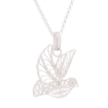 Load image into Gallery viewer, Handcrafted Sterling Silver Filigree Dove Pendant Necklace - Peace and Grace | NOVICA