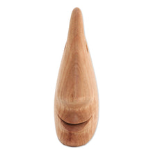 Load image into Gallery viewer, Whimsical Brown Hand Carved Wood Face Eyeglasses Holder - Nosing Around | NOVICA