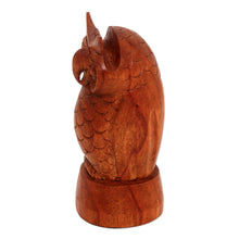 Load image into Gallery viewer, Owl-Shaped Jempinis Wood Eyeglasses Holder from Bali - Wise Owl | NOVICA
