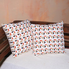 Load image into Gallery viewer, Pair of Contemporary Geometric Motif Cotton Cushion Covers - Cozy Afternoon | NOVICA