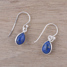 Load image into Gallery viewer, Lapis Lazuli and Sterling Silver Teardrop Dangle Earrings - Gentle Tear | NOVICA