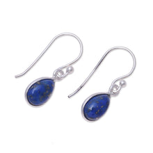 Load image into Gallery viewer, Lapis Lazuli and Sterling Silver Teardrop Dangle Earrings - Gentle Tear | NOVICA
