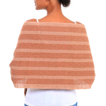 Load image into Gallery viewer, Shades of Brown Striped Handwoven Cotton Fringed Scarf - High Sierra | NOVICA