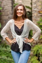 Load image into Gallery viewer, Lightweight Acrylic Blend Jacket Shrug in White from Bali - White Sanur Beach | NOVICA