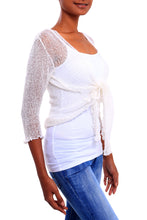 Load image into Gallery viewer, Lightweight Acrylic Blend Jacket Shrug in White from Bali - White Sanur Beach | NOVICA