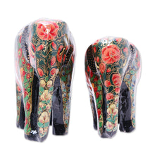 Load image into Gallery viewer, Floral Papier Mache Elephant Sculptures (Pair) from India - Maternal Connection | NOVICA