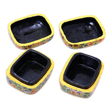 Load image into Gallery viewer, Leaf Motif Papier Mache and Wood Decorative Boxes (Pair) - Lovely Chinar | NOVICA