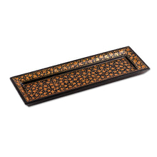 Load image into Gallery viewer, Leaf Motif Papier Mache and Wood Decorative Tray from India - Leaves of the Valley | NOVICA