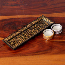 Load image into Gallery viewer, Leaf Motif Papier Mache and Wood Decorative Tray from India - Leaves of the Valley | NOVICA