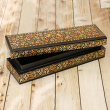Load image into Gallery viewer, Leaf Motif Papier Mache and Wood Decorative Box - Chinar Forest | NOVICA