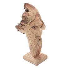 Load image into Gallery viewer, Hand-Carved Wood Portrait Sculpture from Bali - Blackbeard | NOVICA
