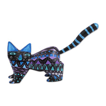 Load image into Gallery viewer, Hand-Painted Wood Alebrije Cat Figurine from Mexico - Nocturnal Cat | NOVICA