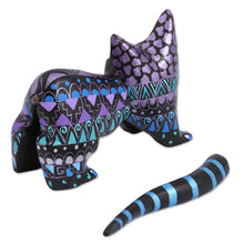 Load image into Gallery viewer, Hand-Painted Wood Alebrije Cat Figurine from Mexico - Nocturnal Cat | NOVICA