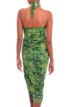 Load image into Gallery viewer, Leaf Motif Batik Rayon Sarong in Green from Bali - Dawning Mystery in Green | NOVICA