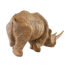 Load image into Gallery viewer, Raintree Wood Rhinoceros Sculpture from Thailand - Respectful Rhino | NOVICA