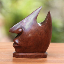 Load image into Gallery viewer, Wood Eyeglasses Stand in Light Brown from Bali - Prominent Nose in Light Brown | NOVICA