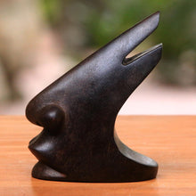 Load image into Gallery viewer, Wood Eyeglasses Stand in Dark Brown from Bali - Prominent Nose in Dark Brown | NOVICA