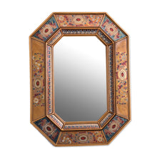 Load image into Gallery viewer, Floral Reverse-Painted Glass Wall Mirror from Peru - Colonial Majesty | NOVICA