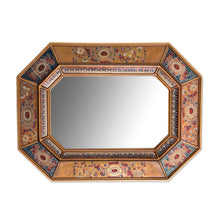 Load image into Gallery viewer, Floral Reverse-Painted Glass Wall Mirror from Peru - Colonial Majesty | NOVICA
