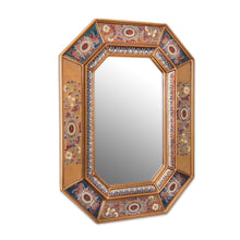 Load image into Gallery viewer, Floral Reverse-Painted Glass Wall Mirror from Peru - Colonial Majesty | NOVICA