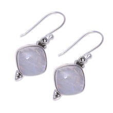 Load image into Gallery viewer, Rainbow Moonstone Dangle Earrings from India - Gleaming Grandeur | NOVICA