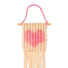 Load image into Gallery viewer, Heart Motif Cotton Wall Hanging in Carnation from Mexico - Loving Vibe in Carnation | NOVICA