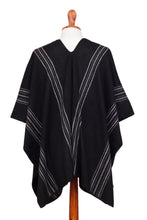 Load image into Gallery viewer, Men's Alpaca Blend Poncho in Black from Peru - Chic Andes in Black | NOVICA