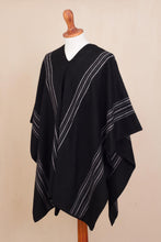 Load image into Gallery viewer, Men's Alpaca Blend Poncho in Black from Peru - Chic Andes in Black | NOVICA