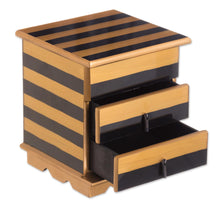 Load image into Gallery viewer, Reverse-Painted Glass Jewelry Chest in Gold and Black - Modern Gleam | NOVICA