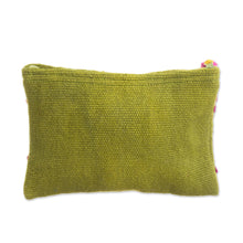 Load image into Gallery viewer, Embroidered Floral Alpaca Clutch in Warm Olive from Peru - Floral Flourish | NOVICA