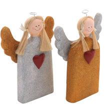 Load image into Gallery viewer, Gold and Silver Wood Angel Statuettes from Bali (Pair) - Love Angels | NOVICA
