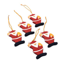 Load image into Gallery viewer, Hand-Painted Wood Santa Ornaments from Bali (Set of 5) - Waving Santa | NOVICA