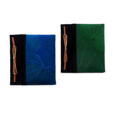 Load image into Gallery viewer, Blue and Green Kupu-Kupu Leaf Journals from Bali (Pair) - Blue and Green Kupu-Kupu | NOVICA