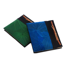 Load image into Gallery viewer, Blue and Green Kupu-Kupu Leaf Journals from Bali (Pair) - Blue and Green Kupu-Kupu | NOVICA
